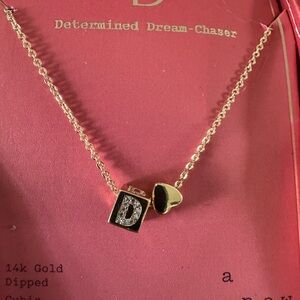 a new day Gold Necklace with “D”Initial and Heart Charm